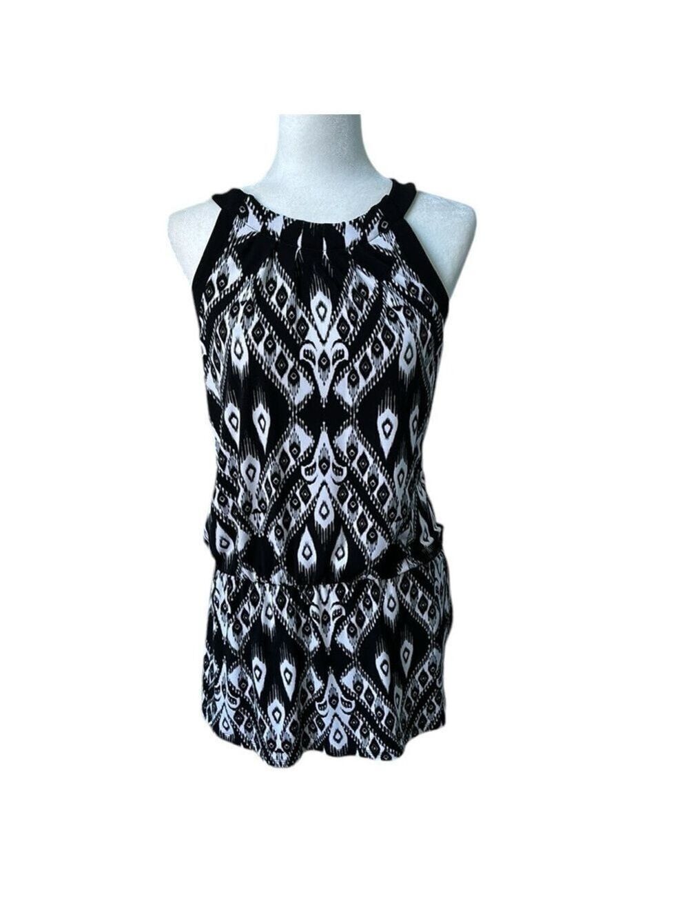 WHBM Tie Neck Drop Waist Sleeveless Tunic Size Small